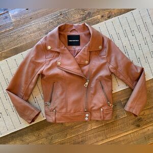 Urban Republic - Girls Brown Faux Leather Moto Jacket - Size S (7/8)